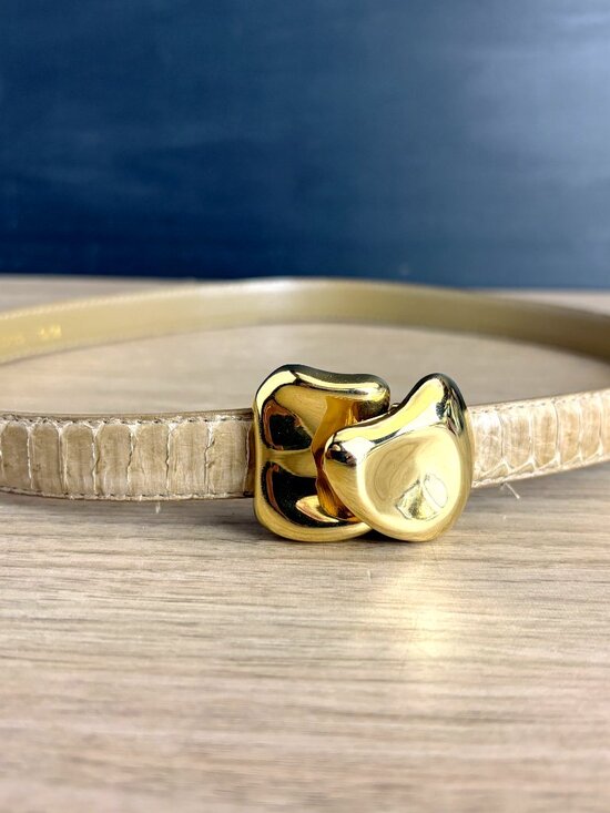 Skinny Genuine Snakeskin Belt, Made in Taiwan, ROC - 1980s Vintage main image 5